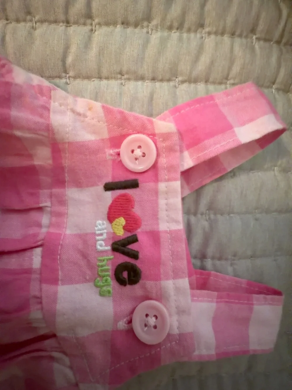 Carter's Pink Gingham Romper with Giraffe Appliqué